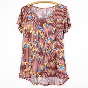 Lularoe Women’s floral stripe high low shirt